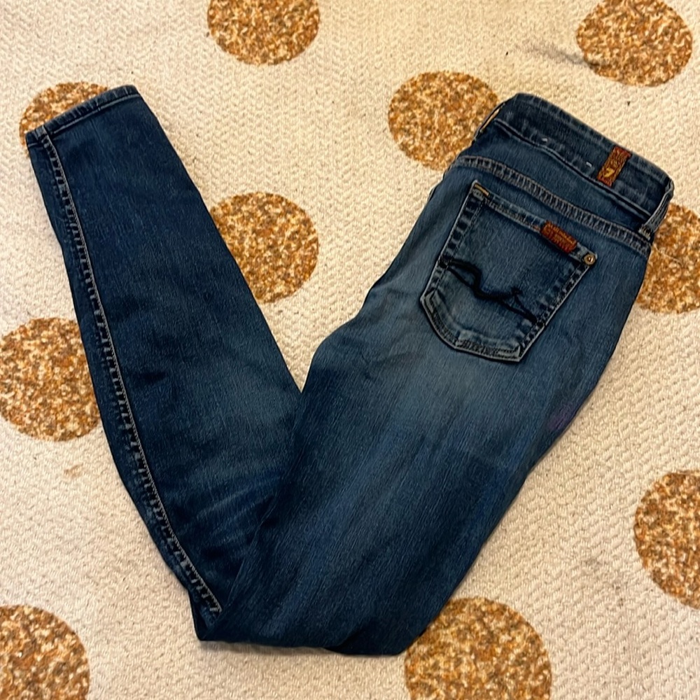 7 Seven for all mankind midrise skinny medium wash denim jeans 26  2 XS Small